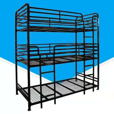 Estructura de metal negro cama triple para adultos cama de 3 niveles muebles de acero para el hogar fábrica de China