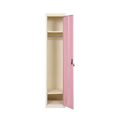 Vende al por mayor el armario vertical de acero del metal del armario de almacenamiento de la ropa del dormitorio del rosa