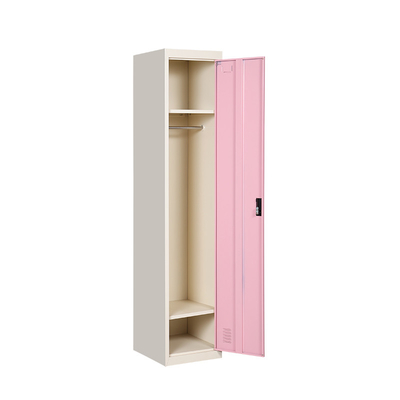 Vende al por mayor el armario vertical de acero del metal del armario de almacenamiento de la ropa del dormitorio del rosa
