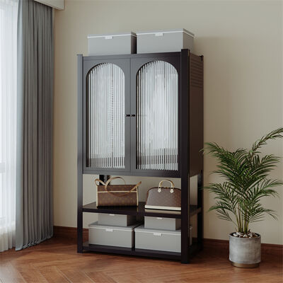 Armario metálico de acero de 2 puertas con estante, duradero, colgante ajustable, diseño moderno