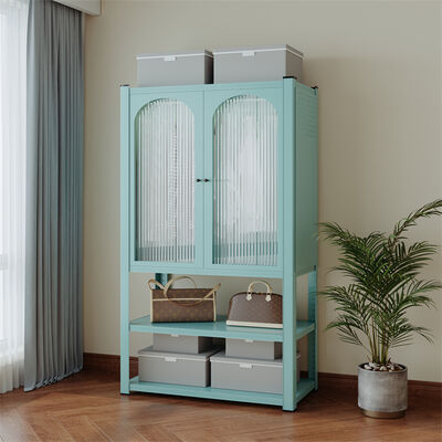 Armario metálico de acero de 2 puertas con estante, duradero, colgante ajustable, diseño moderno