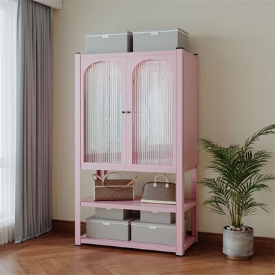 Armario metálico de acero de 2 puertas con estante, duradero, colgante ajustable, diseño moderno