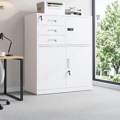 Archivador metálico de acero con diseño lateral estrecho, gabinete de almacenamiento de documentos metálico para archivos y suministros de oficina