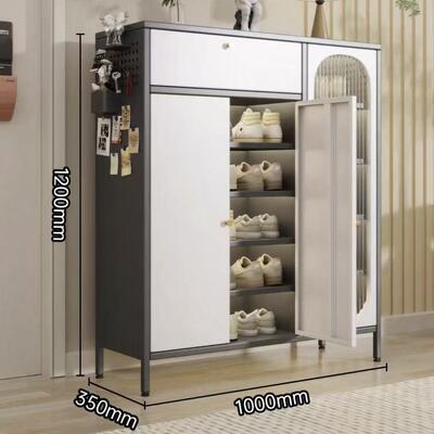 3-Door Steel Shoe Cabinet with 1 Drawer, Large Capacity Shoe Storage Cabinet for Entryway and Hallway