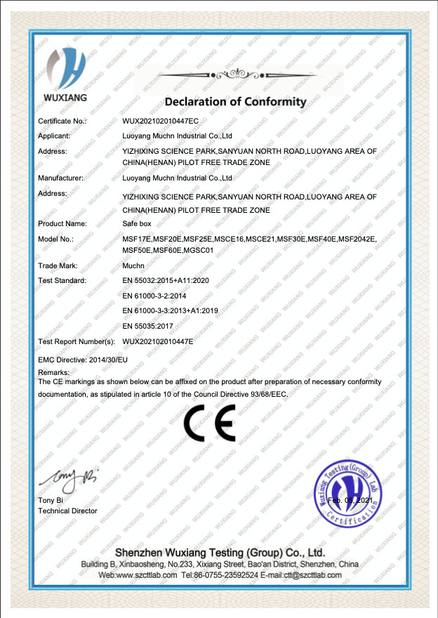 China Luoyang Muchn Industrial Co., Ltd. certificaciones